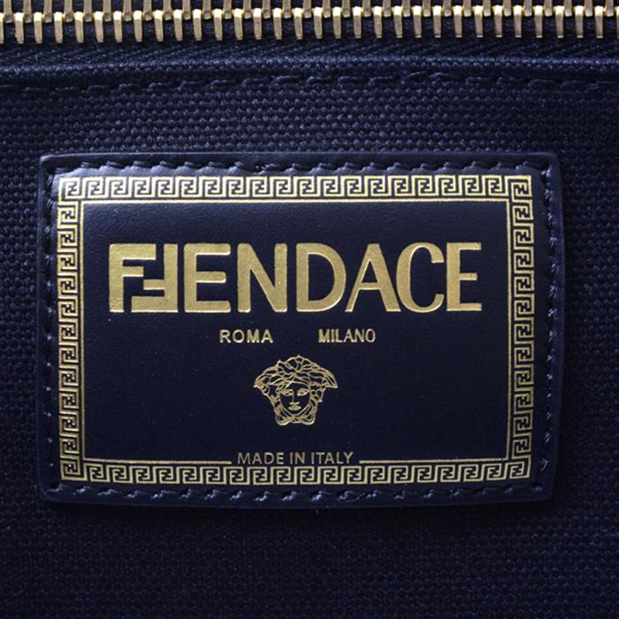 ヴェルサーチ バッグ メンズ フェンダーチェ フェンディコラボ キャンバストートバッグ ブラック FENDACE VERSACE FENDI 7VA558 未使用展示品