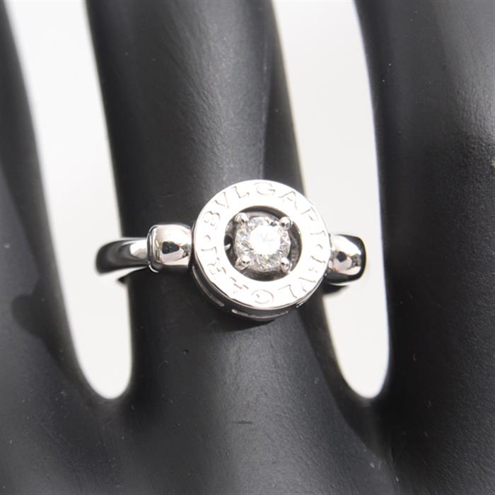 ブルガリ 指輪 レディース ブルガリブルガリ フリップ 1Pダイヤモンド リング 51号 ホワイトゴールド BVLGARI 750WG 中古