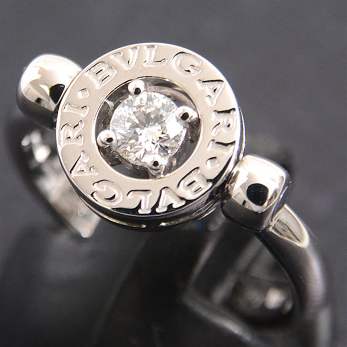 ブルガリ 指輪 レディース ブルガリブルガリ フリップ 1Pダイヤモンド リング 51号 ホワイトゴールド BVLGARI 750WG 中古