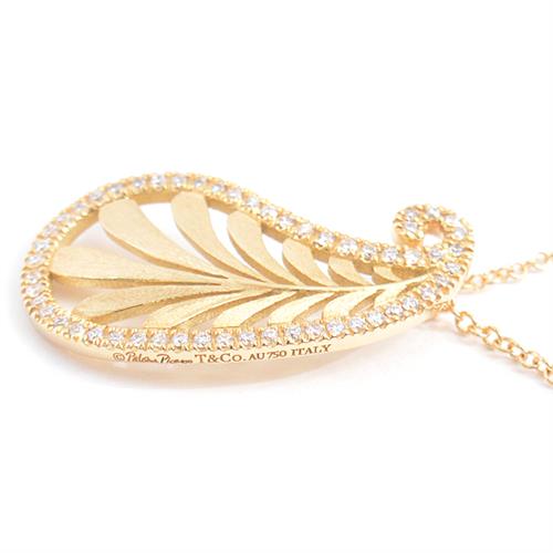 ティファニー ネックレス レディース ヴィラ パーム リーフ ダイヤ ネックレス パロマ ピカソ イエローゴールド TIFFANY 750YG 中古