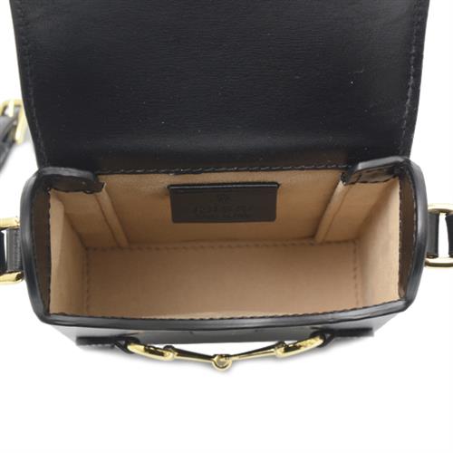 グッチ バッグ レディース ホースビット ミニバッグ カーフ ブラック GUCCI 625615 中古
