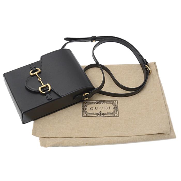 グッチ バッグ レディース ホースビット ミニバッグ カーフ ブラック GUCCI 625615 中古