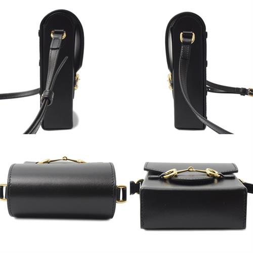 グッチ バッグ レディース ホースビット ミニバッグ カーフ ブラック GUCCI 625615 中古