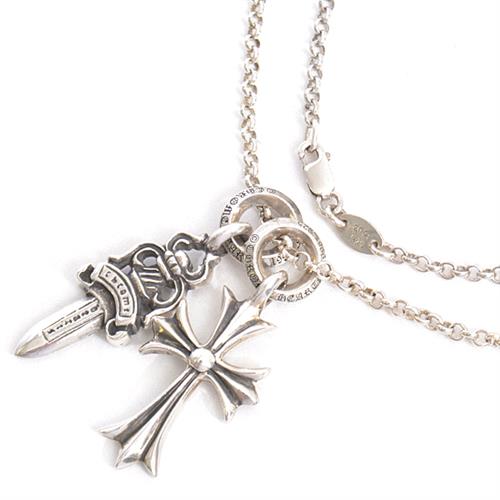 クロムハーツ ネックレス メンズ タイニーCHクロス ダガー チャーム ネックレス シルバー CHROME HEARTS SV925 中古