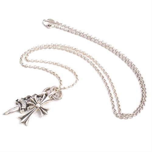 クロムハーツ ネックレス メンズ タイニーCHクロス ダガー チャーム ネックレス シルバー CHROME HEARTS SV925 中古