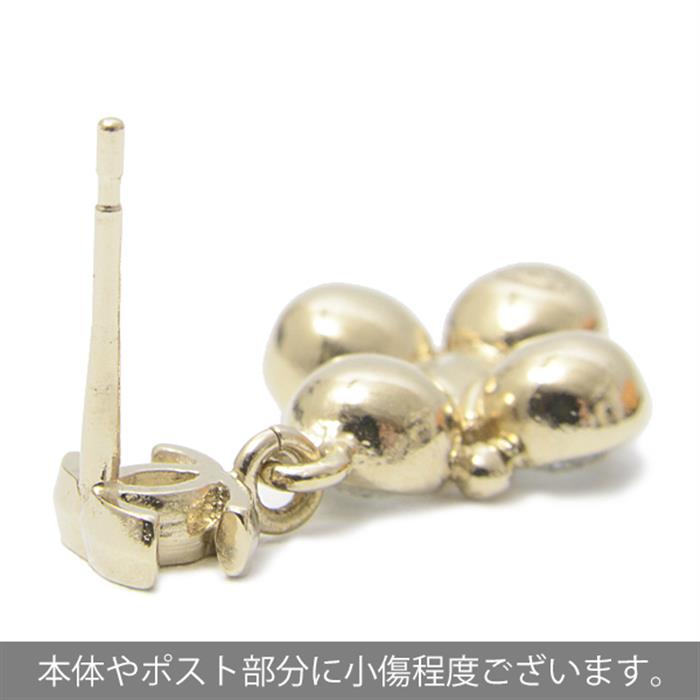 シャネル ピアス レディース ココマークピアス 真鍮 ラインストーン×ブラックストーン ゴールド CHANEL 中古