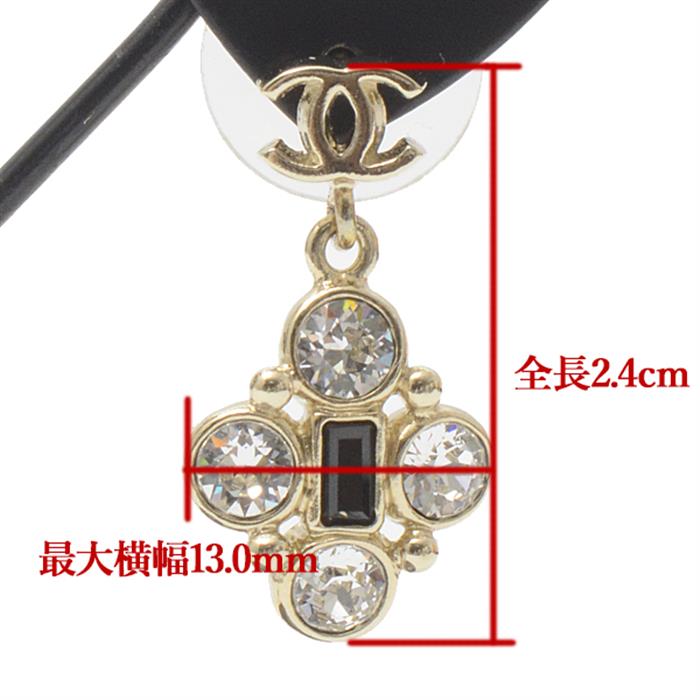 シャネル ピアス レディース ココマークピアス 真鍮 ラインストーン×ブラックストーン ゴールド CHANEL 中古