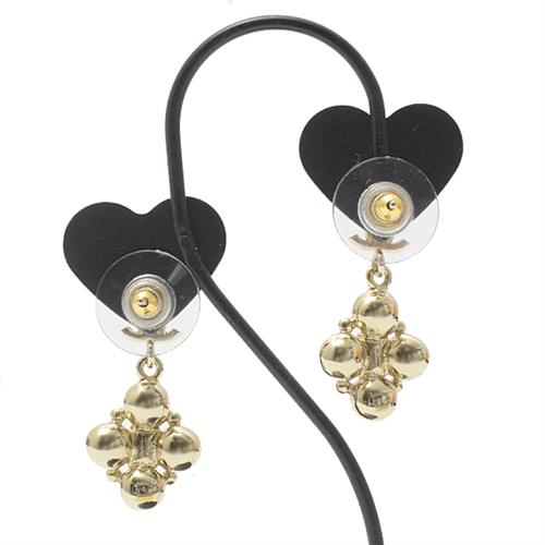 シャネル ピアス レディース ココマークピアス 真鍮 ラインストーン×ブラックストーン ゴールド CHANEL 中古