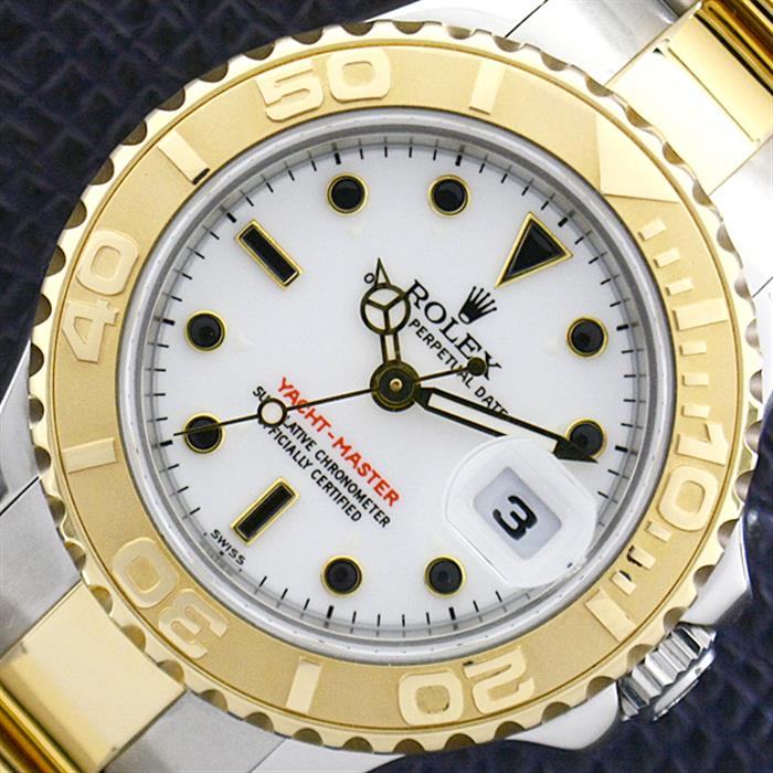 ロレックス 時計 レディース ヨットマスター 自動巻 A番 ホワイト文字盤 SS×YG ROLEX 169623 中古