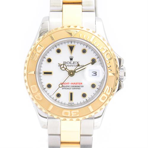 ロレックス 時計 レディース ヨットマスター 自動巻 A番 ホワイト文字盤 SS×YG ROLEX 169623 中古
