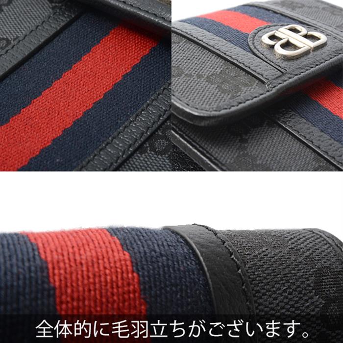 バレンシアガ バッグ レディース キャンバス×レザー GUCCIコラボ ハッカープロジェクト ハッカーフォンバッグ ミニ ショルダーバッグ ブラック BALENCIAGA 中古