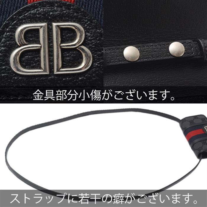 バレンシアガ バッグ レディース キャンバス×レザー GUCCIコラボ ハッカープロジェクト ハッカーフォンバッグ ミニ ショルダーバッグ ブラック BALENCIAGA 中古