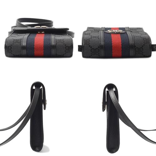 バレンシアガ バッグ レディース キャンバス×レザー GUCCIコラボ ハッカープロジェクト ハッカーフォンバッグ ミニ ショルダーバッグ ブラック BALENCIAGA 中古