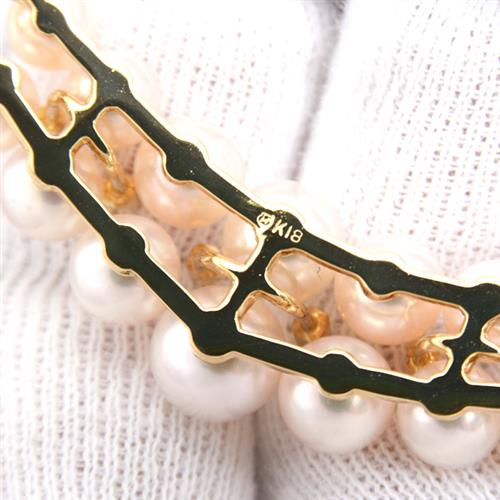 ミキモト ネックレス レディース 14P パール ダイヤモンド ネックレス 5.2mm～7.8mm珠 イエローゴールド MIKIMOTO K18 中古