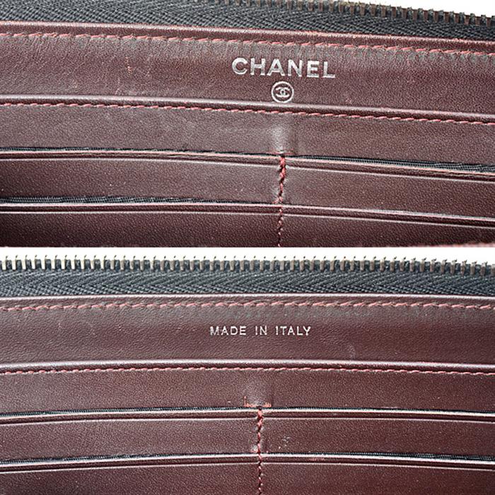 シャネル 財布 レディース タイムレスクラシック マトラッセ L字ファスナー長財布  キャビアスキン ブラック CHANEL A68778 中古