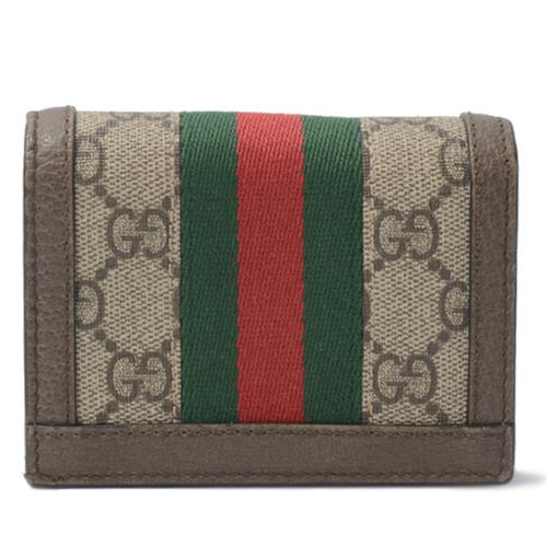 グッチ 財布 レディース オフディア ウェブ 二つ折り財布 ミニウォレット GGスプリーム キャンバス ベージュ GUCCI 523155 中古