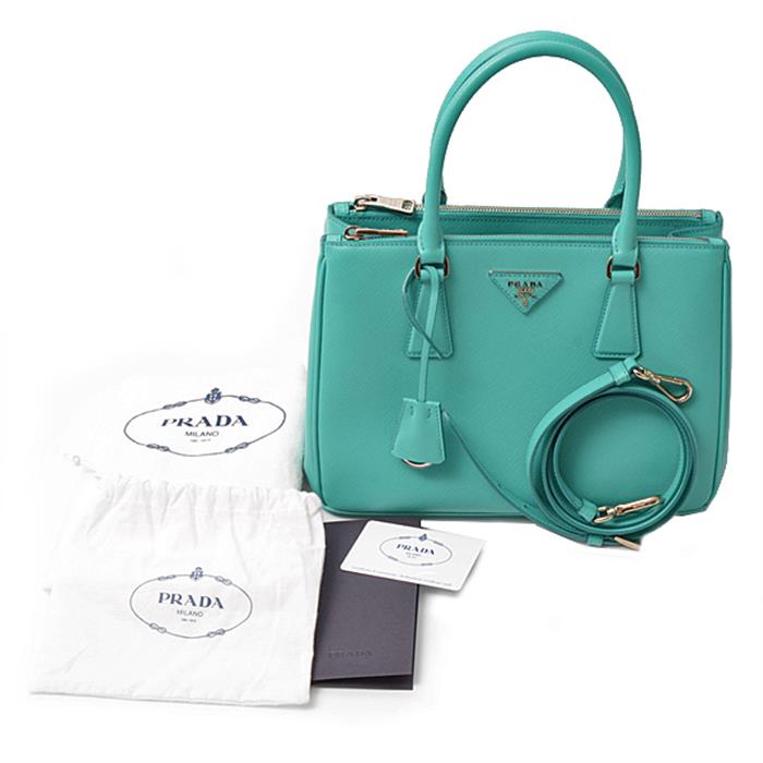プラダ バッグ レディース ガレリア サフィアーノ 2WAYバッグ ハンドバッグ ショルダーバッグ レザー グリーン PRADA 1BA863 中古