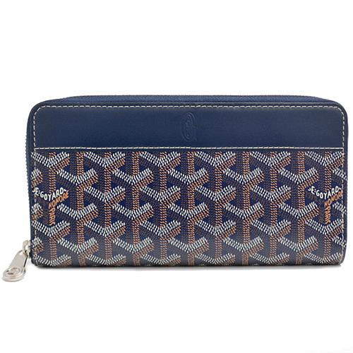 ゴヤール 財布 メンズ レディース マティニョン GM ウォレット ヘリンボーン ラウンドファスナー長財布 PVC ネイビー GOYARD 中古