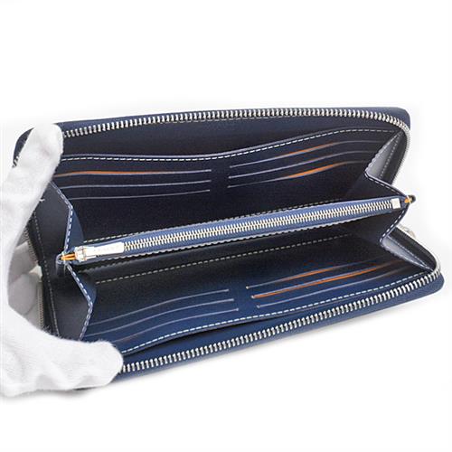 ゴヤール 財布 メンズ レディース マティニョン GM ウォレット ヘリンボーン ラウンドファスナー長財布 PVC ネイビー GOYARD 中古