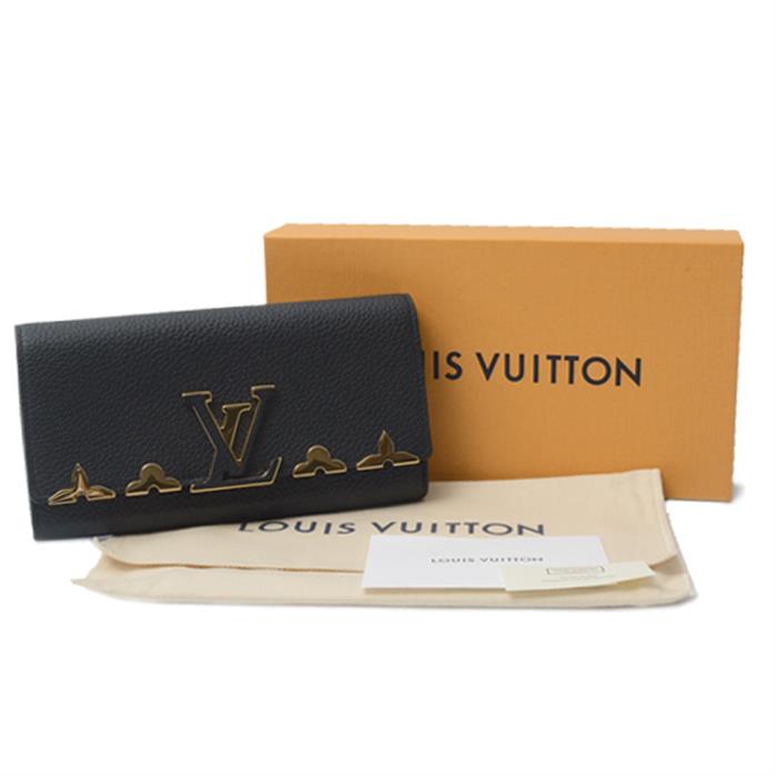 ルイヴィトン 財布 レディース ポルトフォイユ カプシーヌ 長財布 ブラック Louis Vuitton M64551 中古