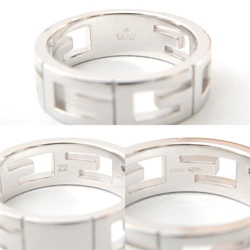 グッチ 指輪 ユニセックス マルチプルリング 22号 実寸日本サイズ21号 ホワイトゴールド GUCCI 750WG 中古