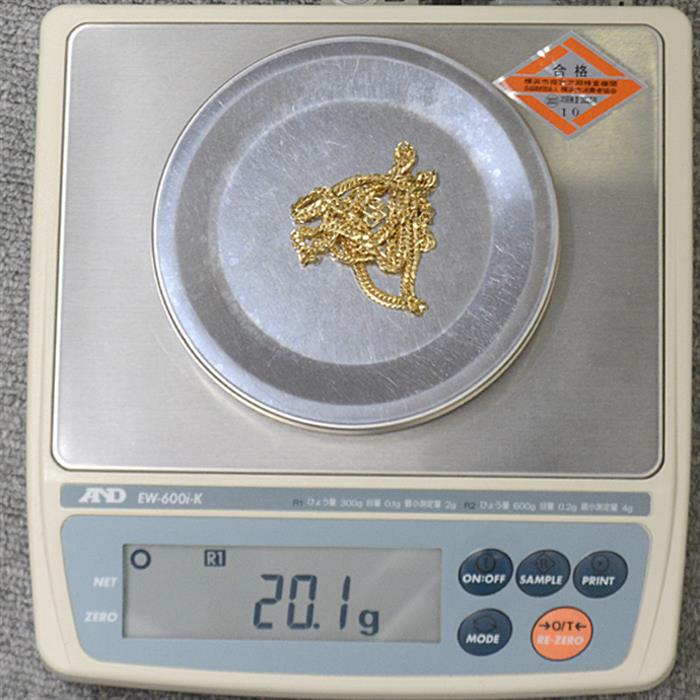 喜平 ネックレス K18 8面カット トリプル 20g 50cm 造幣局検定刻印入 メンズ レディース チェーン イエローゴールド YG 中古