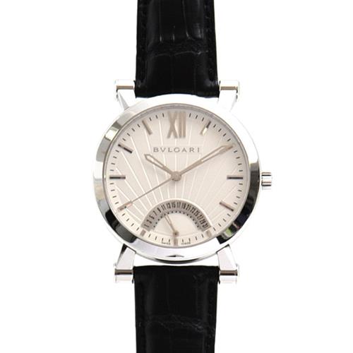 ブルガリ 時計 メンズ ソティリオ レトログラード 125周年記念モデル ホワイト文字盤 自動巻き ステンレス BVLGARI SB42SDR SS 中古