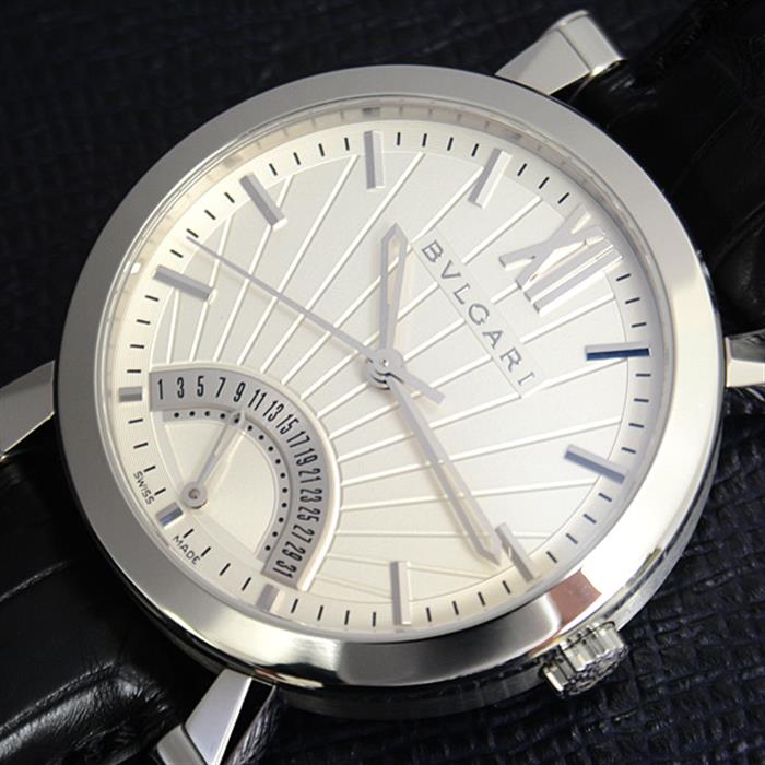 ブルガリ 時計 メンズ ソティリオ レトログラード 125周年記念モデル ホワイト文字盤 自動巻き ステンレス BVLGARI SB42SDR SS 中古