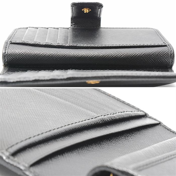 プラダ 財布 レディース 二つ折り財布 PORTAF PICCOLO LAMPO サフィアーノレザー ネロ(ブラック) PRADA 1ML225 中古