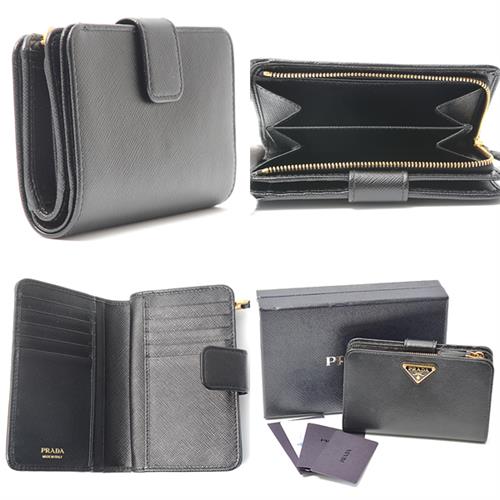 プラダ 財布 レディース 二つ折り財布 PORTAF PICCOLO LAMPO サフィアーノレザー ネロ(ブラック) PRADA 1ML225 中古