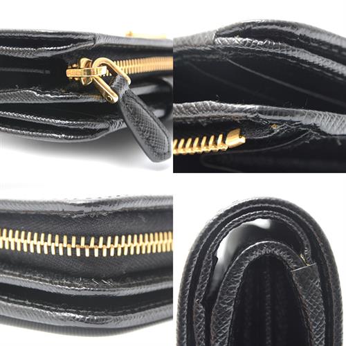 プラダ 財布 レディース 二つ折り財布 PORTAF PICCOLO LAMPO サフィアーノレザー ネロ(ブラック) PRADA 1ML225 中古