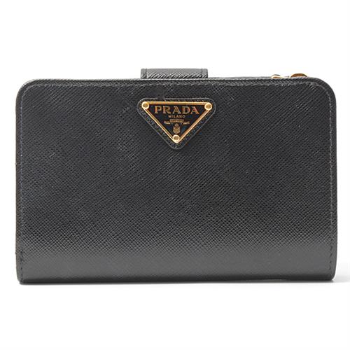 プラダ 財布 レディース 二つ折り財布 PORTAF PICCOLO LAMPO サフィアーノレザー ネロ(ブラック) PRADA 1ML225 中古