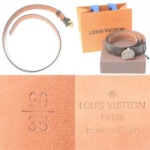 ルイヴィトン 服飾小物 メンズ モノグラム サンチュール T&B ベルト サイズ90 ブラウン Louis Vuitton M6975 中古