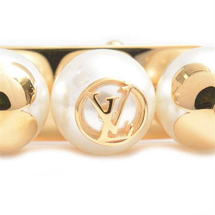 ルイヴィトン 髪留め レディース ビーマインドフル フェイクパール バレッタ モノグラムフラワー ゴールド Louis Vuitton M68953 中古