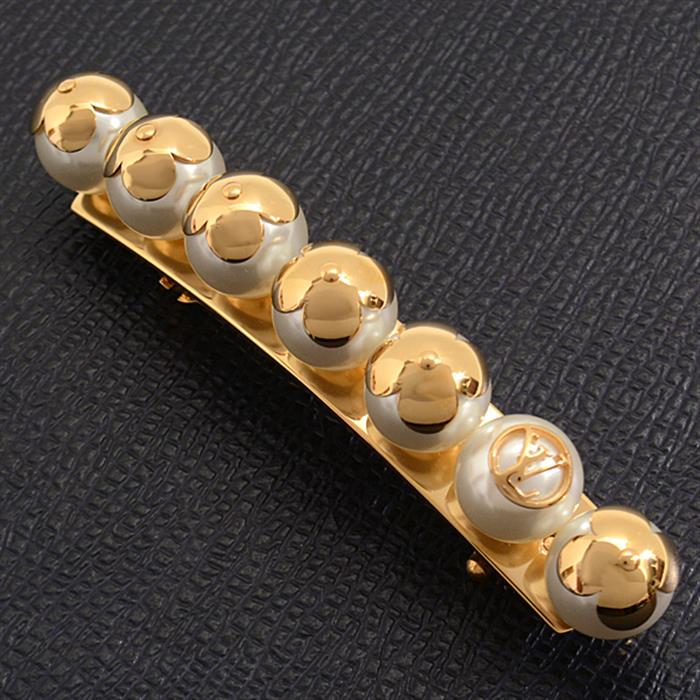 ルイヴィトン 髪留め レディース ビーマインドフル フェイクパール バレッタ モノグラムフラワー ゴールド Louis Vuitton M68953 中古