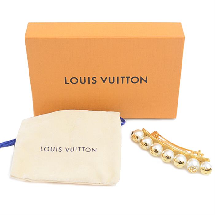 ルイヴィトン 髪留め レディース ビーマインドフル フェイクパール バレッタ モノグラムフラワー ゴールド Louis Vuitton M68953 中古