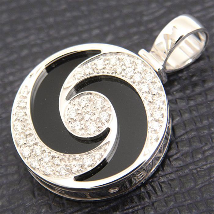 ブルガリ ペンダント メンズ オプティカル パヴェダイヤモンド ペンダント トップ ステンレス ゴールド BVLGARI SS×750WG 中古