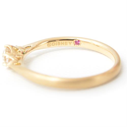 ディズニー 指輪 レディース ローズ・ドーム 3ポイントダイヤモンド リング 11号 イエローゴールド Disney BYE-305 750YG 中古