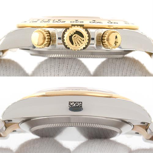 ロレックス 時計 メンズ コスモグラフ デイトナ ランダム コンビ 8ポイント ダイヤモンド ブラックシェル文字盤 自動巻 ROLEX SS×YG 116503NG 中古