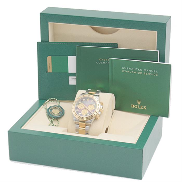 ロレックス 時計 メンズ コスモグラフ デイトナ ランダム コンビ 8ポイント ダイヤモンド ブラックシェル文字盤 自動巻 ROLEX SS×YG 116503NG 中古