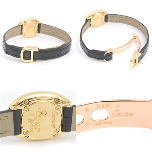 カルティエ 時計 レディース ミニベニュワール 2重ダイヤモンド ベゼル 電池式 シルバー文字盤 イエローゴールド Cartier 750YG 中古