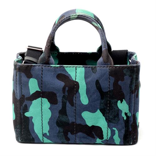 プラダ バッグ レディース カナパ トートバッグ ショルダーバッグ 2WAY カモフラージュ ネイビー ブルーグリーン PRADA 中古