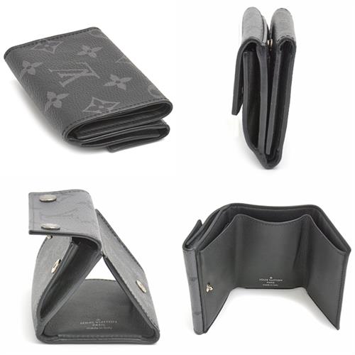 ルイヴィトン 財布 メンズ モノグラムエクリプス ディスカバリー コンパクトウォレット 三つ折り財布 ブラック Louis Vuitton M45417 中古