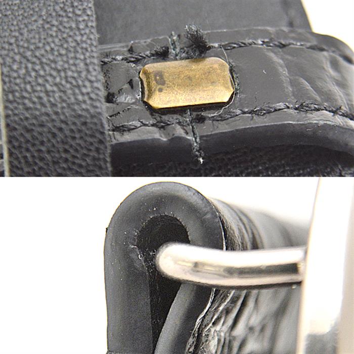 グッチ 服飾小物 メンズ ダブルGバックル クロコ型押しレザーベルト サイズ105/42 カーフ ブラック GUCCI 409417 中古