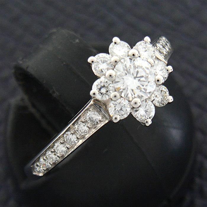 ティファニー 指輪 レディース フローラ ダイヤモンド リング 9号 プラチナ TIFFANY PT950 中古