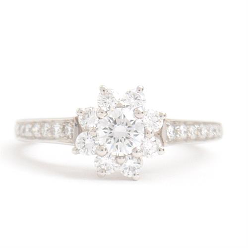 ティファニー 指輪 レディース フローラ ダイヤモンド リング 9号 プラチナ TIFFANY PT950 中古