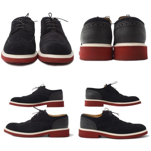 ルイヴィトン 靴 メンズ ウイングチップ ドレスシューズ サイズ8 1/2 日本サイズ27cm スエード ブラック Louis Vuitton 中古