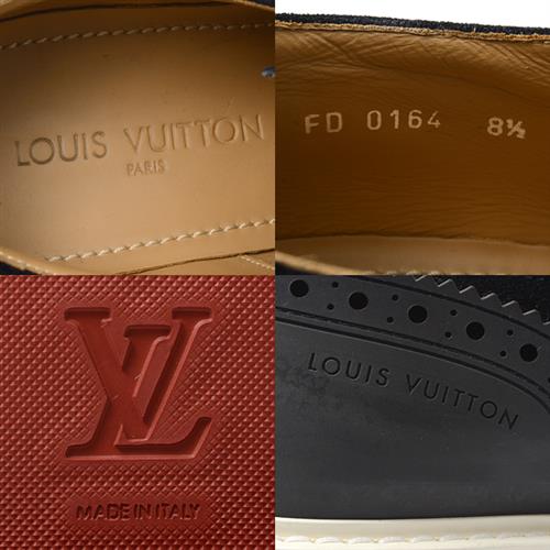 ルイヴィトン 靴 メンズ ウイングチップ ドレスシューズ サイズ8 1/2 日本サイズ27cm スエード ブラック Louis Vuitton 中古