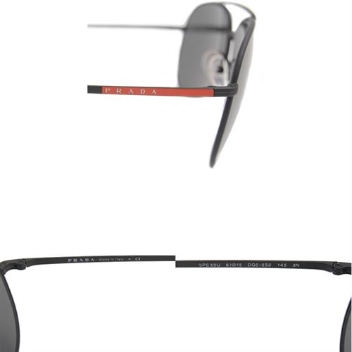 プラダ 眼鏡 メンズ テンプルロゴ ティアドロップ サングラス ブラック PRADA SPS 55U 中古