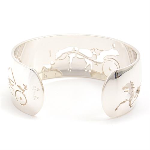 エルメス ブレスレット レディース 馬車モチーフ バングル 馬 シルバー HERMES SV925 中古